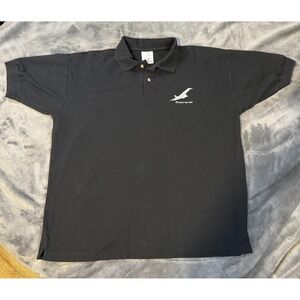 Concorde Polo Shirt‎ Mens Large Black Embroidered Aviation Fruit of the Loom